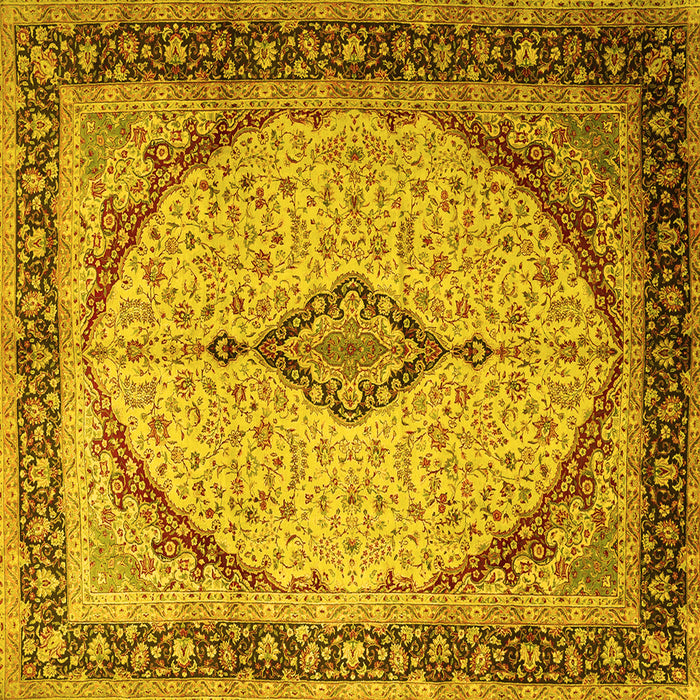 Square Medallion Yellow Traditional Rug, tr1118yw