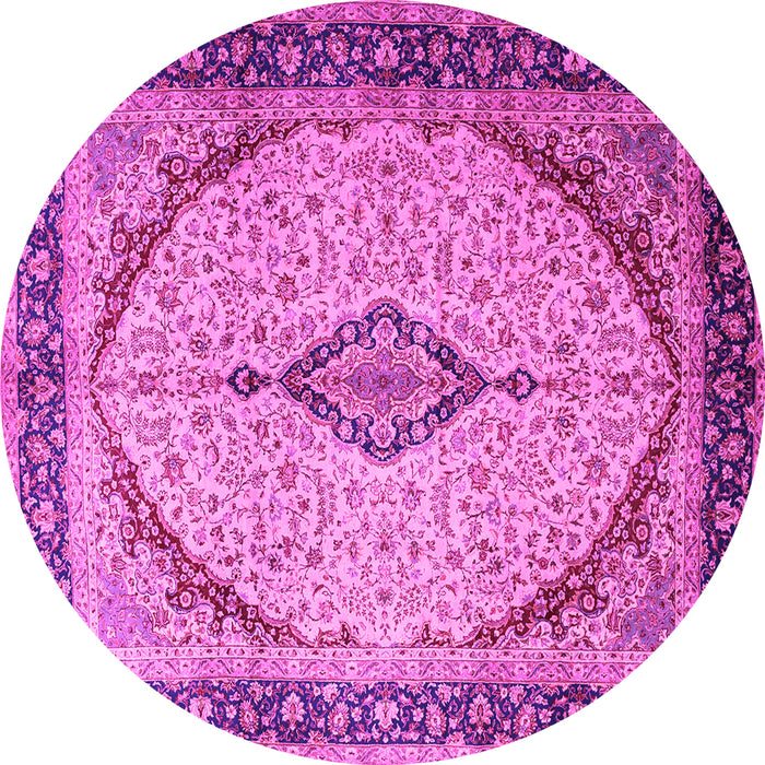 Round Medallion Pink Traditional Rug, tr1118pnk