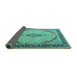 Sideview of Medallion Turquoise Traditional Rug, tr1118turq