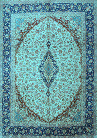 Medallion Light Blue Traditional Rug, tr1118lblu