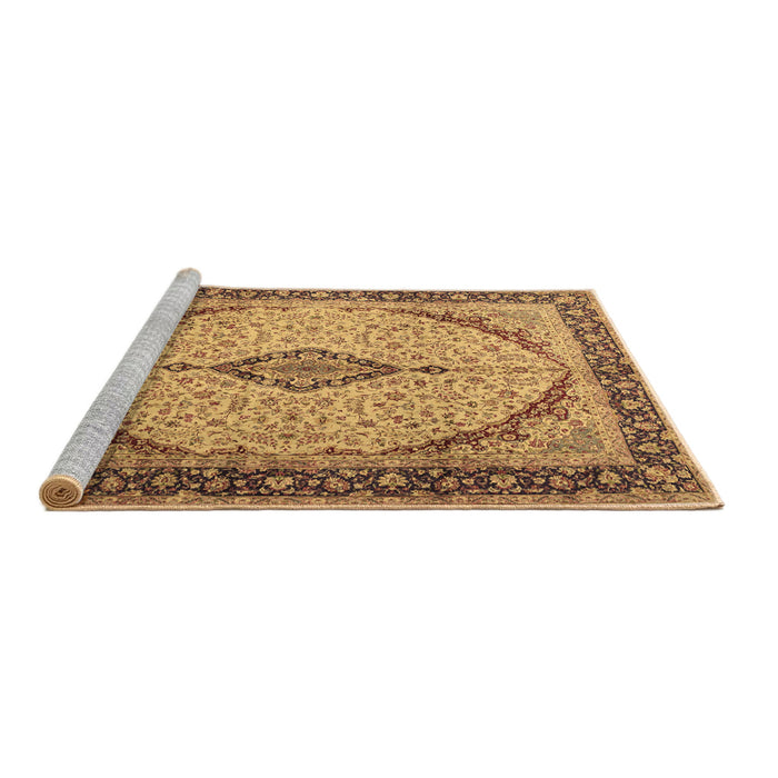Sideview of Machine Washable Medallion Brown Traditional Rug, wshtr1118brn