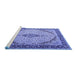 Sideview of Machine Washable Medallion Blue Traditional Rug, wshtr1118blu