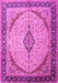 Machine Washable Medallion Pink Traditional Rug, wshtr1118pnk