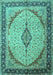 Machine Washable Medallion Turquoise Traditional Area Rugs, wshtr1118turq