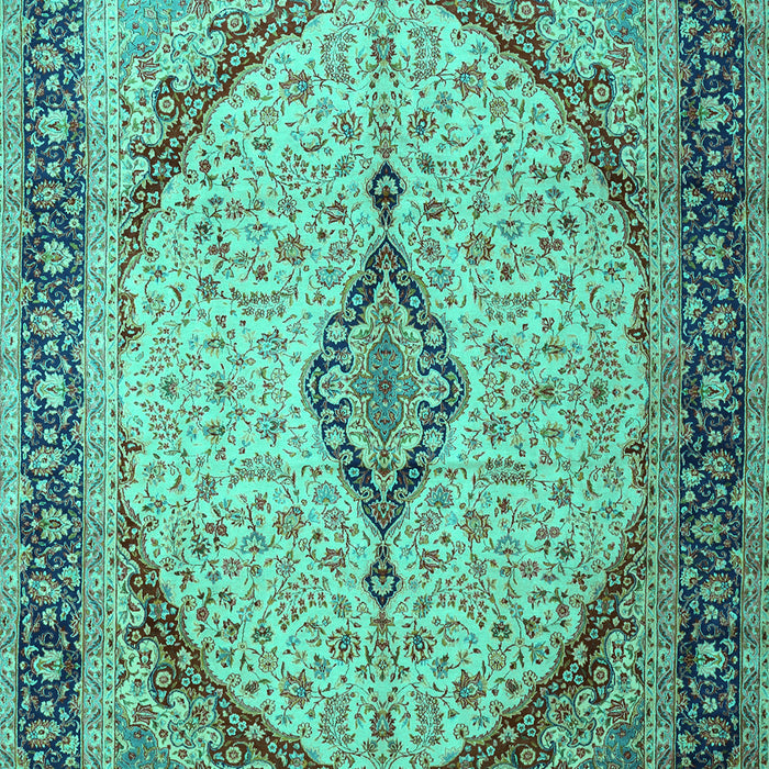 Machine Washable Medallion Turquoise Traditional Area Rugs, wshtr1118turq