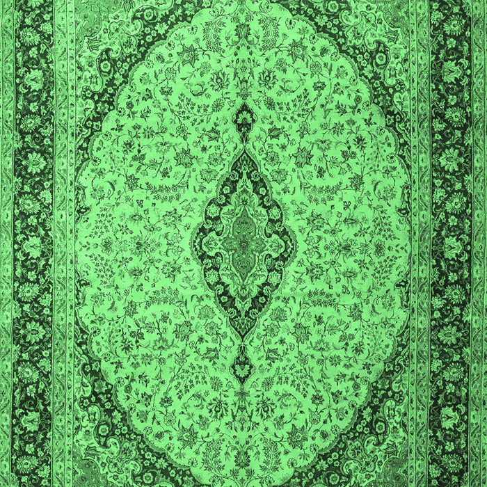 Machine Washable Medallion Emerald Green Traditional Area Rugs, wshtr1118emgrn