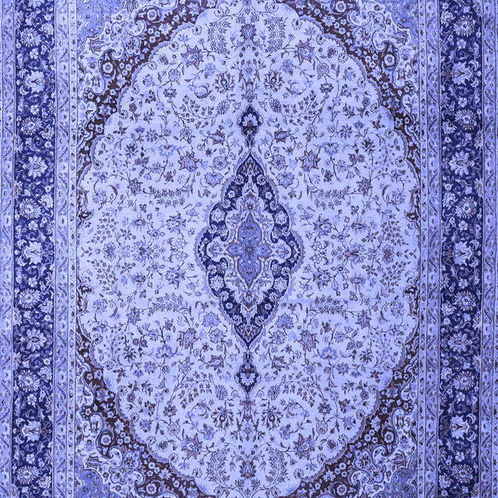 Machine Washable Medallion Blue Traditional Rug, wshtr1118blu