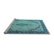 Sideview of Machine Washable Medallion Light Blue Traditional Rug, wshtr1118lblu