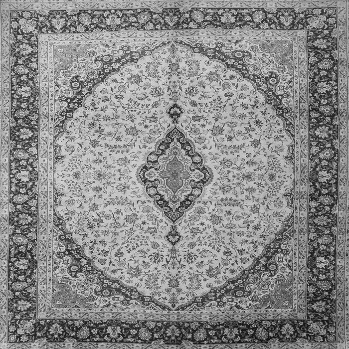 Round Machine Washable Medallion Gray Traditional Rug, wshtr1118gry