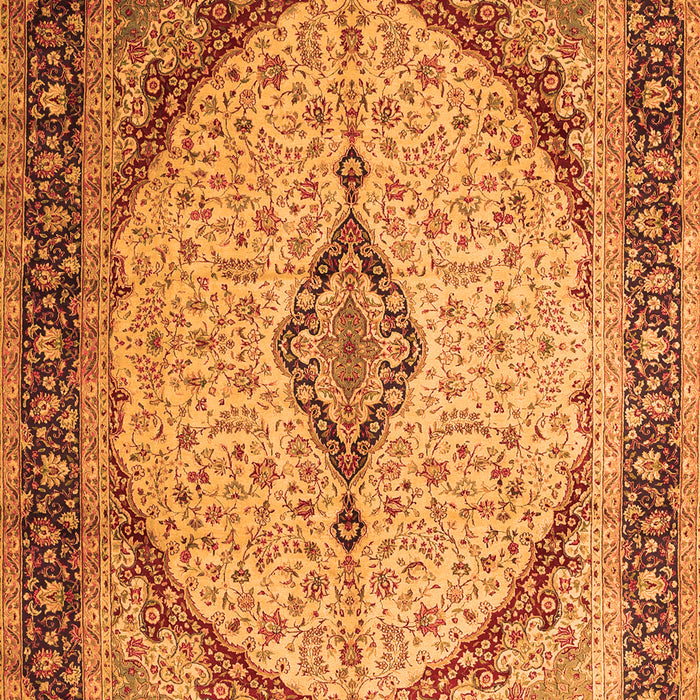 Serging Thickness of Machine Washable Medallion Orange Traditional Area Rugs, wshtr1118org
