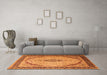 Machine Washable Medallion Orange Traditional Area Rugs in a Living Room, wshtr1118org