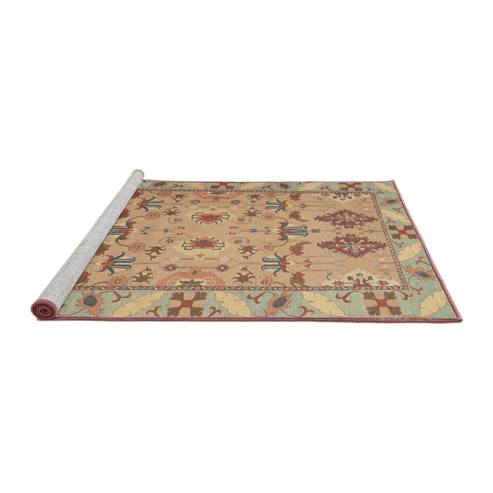 Sideview of Machine Washable Traditional Rust Pink Rug, wshtr1119
