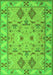 Serging Thickness of Machine Washable Persian Green Traditional Area Rugs, wshtr1119grn