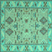 Square Machine Washable Persian Turquoise Traditional Area Rugs, wshtr1119turq