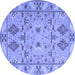 Round Persian Blue Traditional Rug, tr1119blu