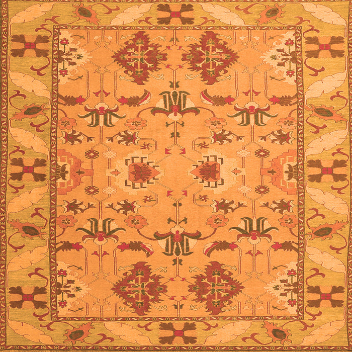 Round Machine Washable Persian Orange Traditional Area Rugs, wshtr1119org