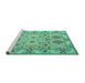 Sideview of Machine Washable Persian Turquoise Traditional Area Rugs, wshtr1119turq