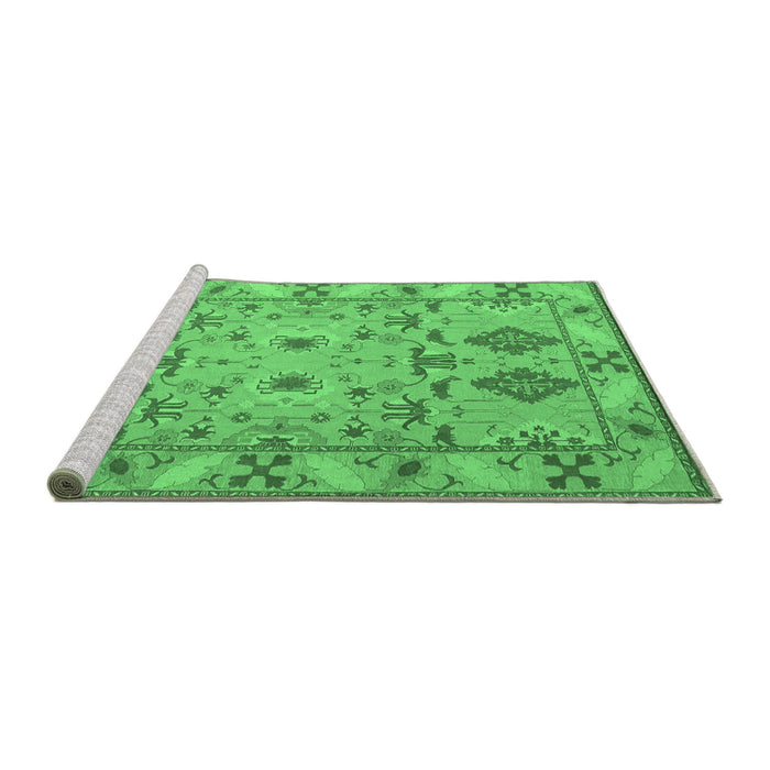 Sideview of Machine Washable Persian Emerald Green Traditional Area Rugs, wshtr1119emgrn
