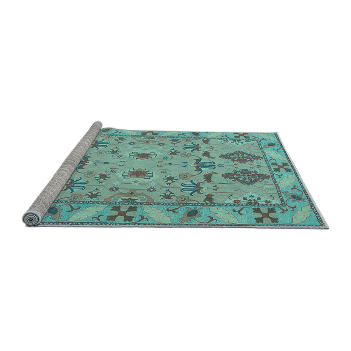 Sideview of Machine Washable Persian Light Blue Traditional Rug, wshtr1119lblu