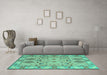 Machine Washable Persian Turquoise Traditional Area Rugs in a Living Room,, wshtr1119turq