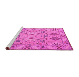 Sideview of Machine Washable Persian Pink Traditional Rug, wshtr1119pnk