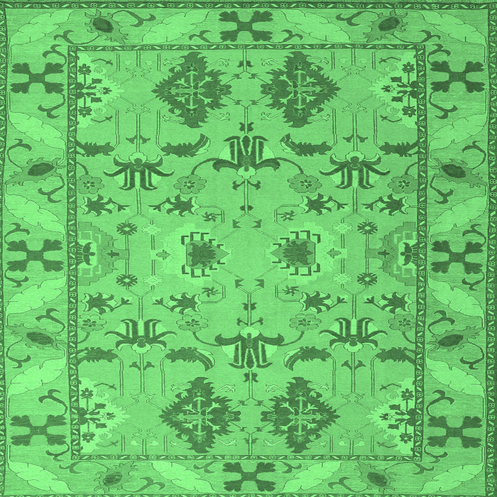 Square Machine Washable Persian Emerald Green Traditional Area Rugs, wshtr1119emgrn