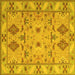 Square Machine Washable Persian Yellow Traditional Rug, wshtr1119yw