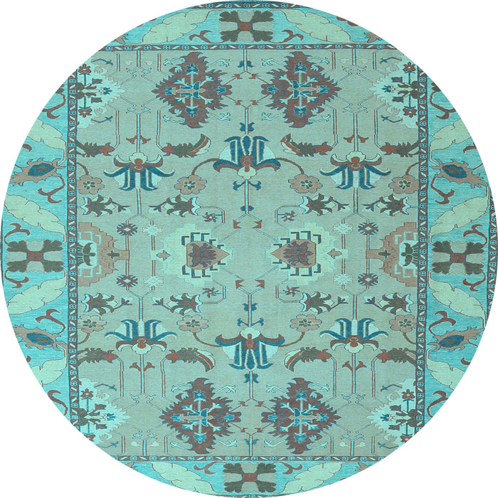 Round Persian Light Blue Traditional Rug, tr1119lblu