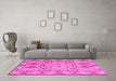 Machine Washable Persian Pink Traditional Rug in a Living Room, wshtr1119pnk