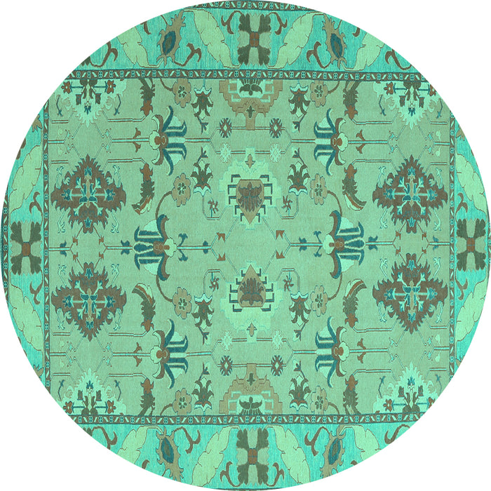 Round Machine Washable Persian Turquoise Traditional Area Rugs, wshtr1119turq