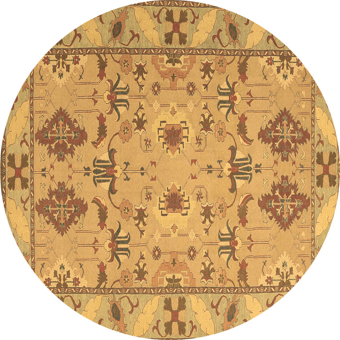 Round Persian Brown Traditional Rug, tr1119brn