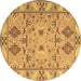 Round Persian Brown Traditional Rug, tr1119brn