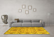 Machine Washable Persian Yellow Traditional Rug in a Living Room, wshtr1119yw