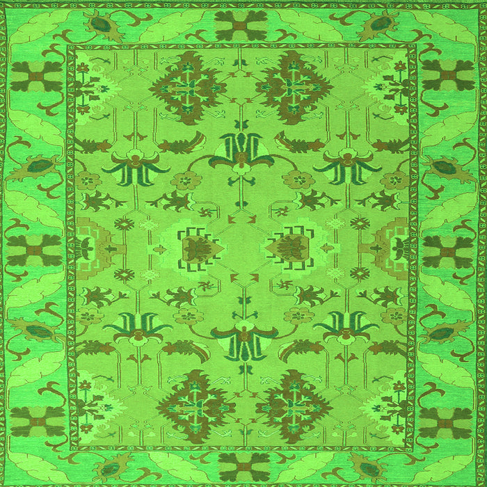 Round Machine Washable Persian Green Traditional Area Rugs, wshtr1119grn