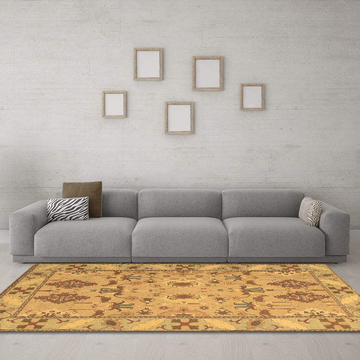 Machine Washable Persian Brown Traditional Rug in a Living Room,, wshtr1119brn
