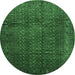 Round Southwestern Emerald Green Country Rug, tr111emgrn