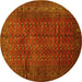 Round Southwestern Yellow Country Rug, tr111yw