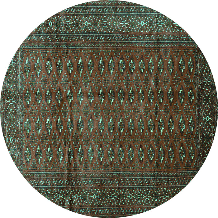 Round Southwestern Turquoise Country Rug, tr111turq