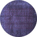 Round Southwestern Blue Country Rug, tr111blu