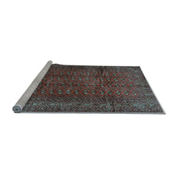 Sideview of Machine Washable Southwestern Light Blue Country Rug, wshtr111lblu