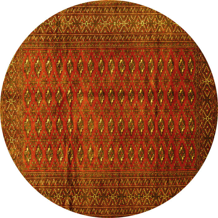 Round Machine Washable Southwestern Yellow Country Rug, wshtr111yw