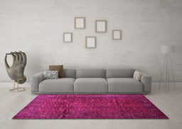 Machine Washable Southwestern Pink Country Rug in a Living Room, wshtr111pnk