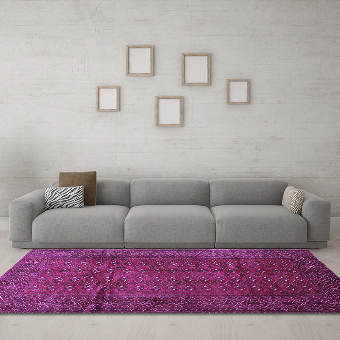 Machine Washable Southwestern Purple Country Area Rugs in a Living Room, wshtr111pur