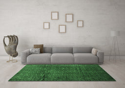 Machine Washable Southwestern Emerald Green Country Area Rugs in a Living Room,, wshtr111emgrn