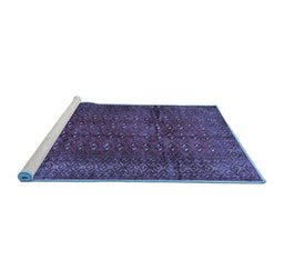 Sideview of Machine Washable Southwestern Blue Country Rug, wshtr111blu