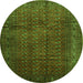 Square Southwestern Green Country Rug, tr111grn