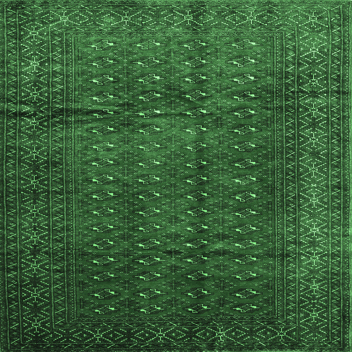 Square Machine Washable Southwestern Emerald Green Country Area Rugs, wshtr111emgrn