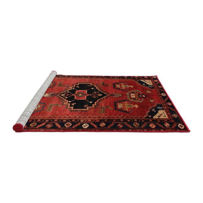 Sideview of Machine Washable Traditional Dark Sienna Brown Rug, wshtr112
