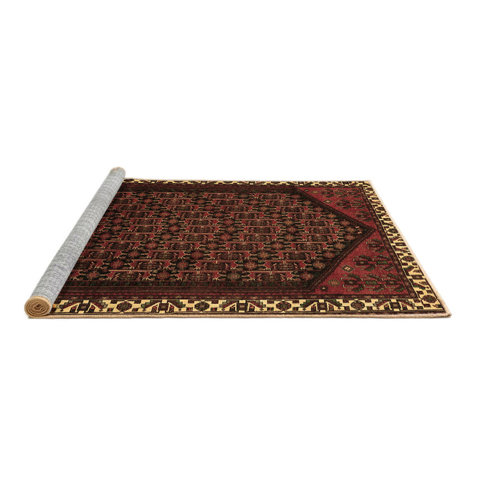 Sideview of Machine Washable Persian Brown Traditional Rug, wshtr1120brn
