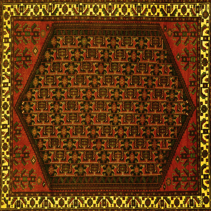 Square Machine Washable Persian Yellow Traditional Rug, wshtr1120yw